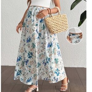 Maternity Floral Print Stretchy Waist Maxi Skirt